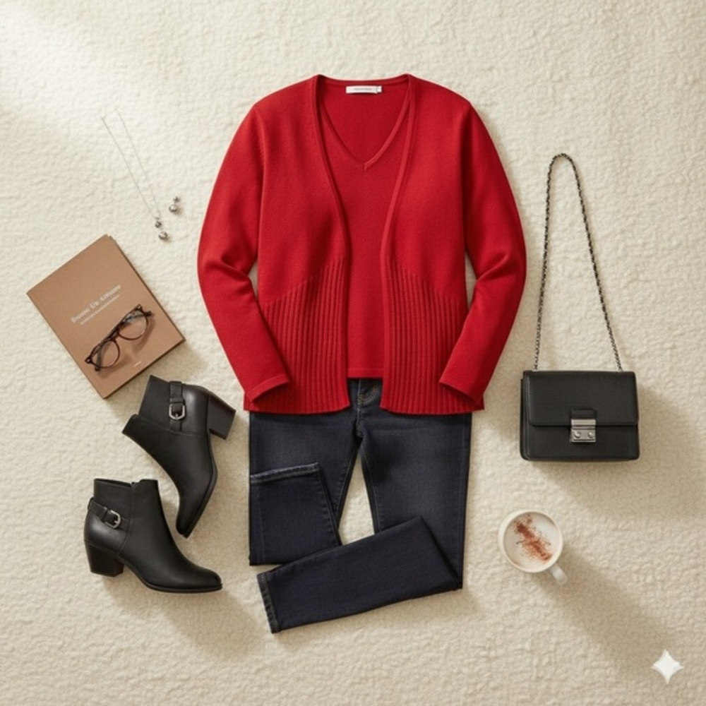 Norton McNaughton Women's Bold Red V-Neck Sweater